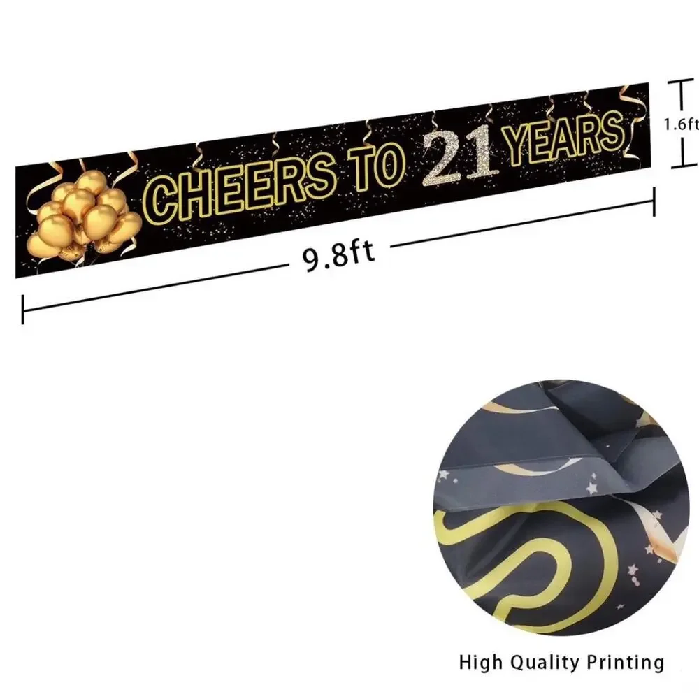 21st Birthday Banner Backdrop Decoration